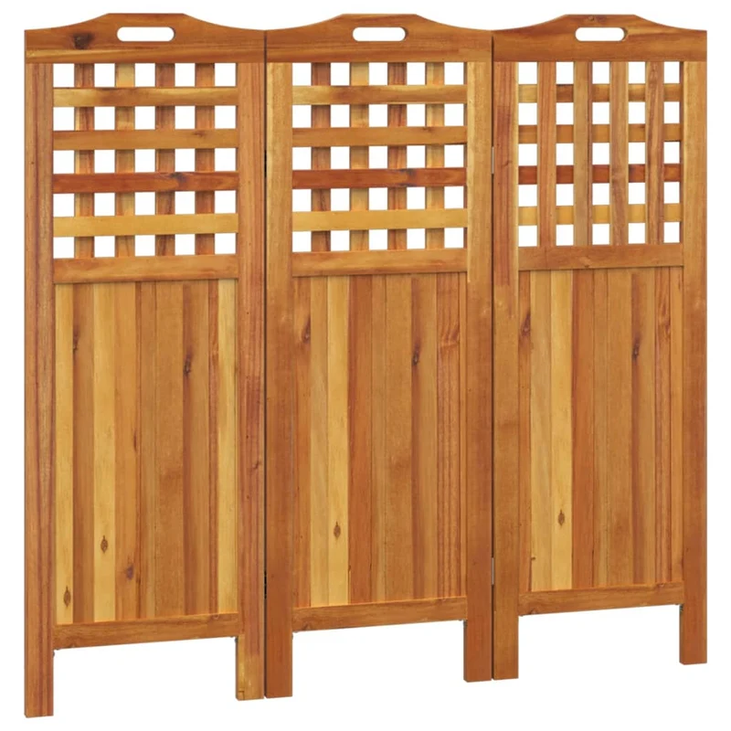 Paravent séparateur de pièce cloison 3 panneaux hauteur 115 cm 121,5 x 2 x 115 cm bois d'acacia marron DEC030717