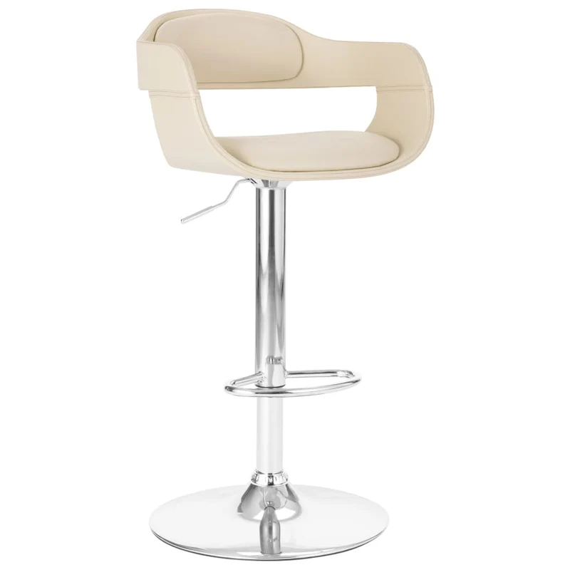 Tabouret de bar x1 chaise haute avec dossier en PVC blanc et métal DEC029448