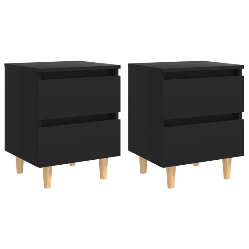 Lot de 2 tables de chevet avec deux tiroirs 40 x 35 x 50 cm bois d'ingénierie noir DEC035958