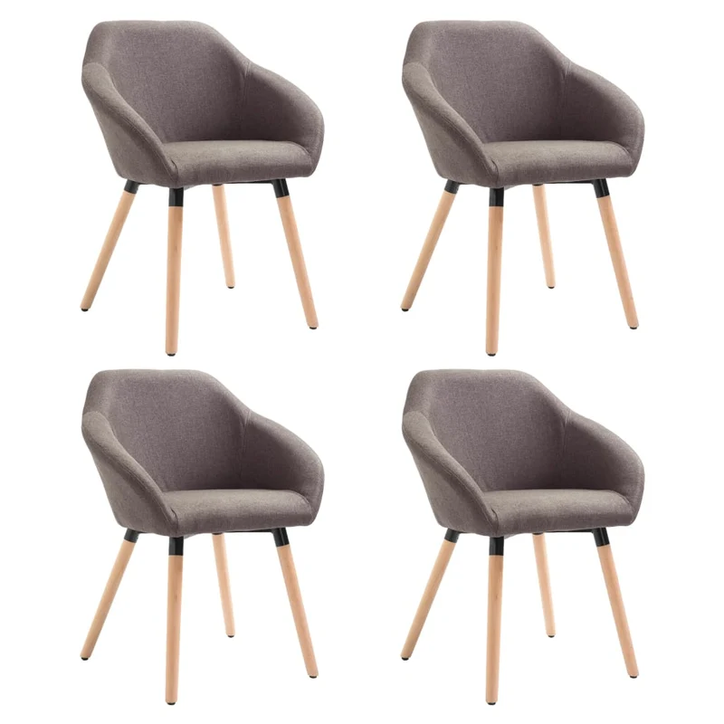 Lot de 4 chaises de salle à manger cuisine style scandinave en tissu taupe CDS021993