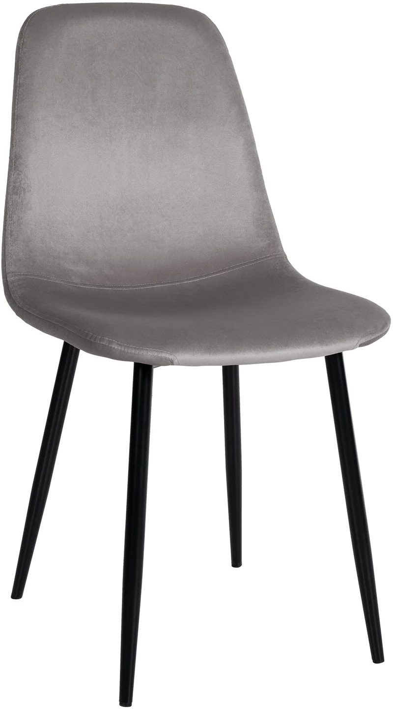 Chaise de salle à manger x1 design simple avec pieds en métal noir assise en velours gris 10_0002067