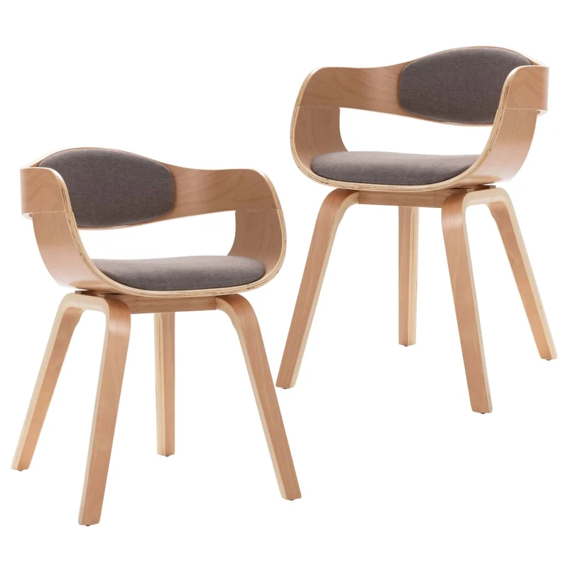 Lot de 2 chaises de salle à manger cuisine design intemporel bois courbé et tissu taupe CDS020273