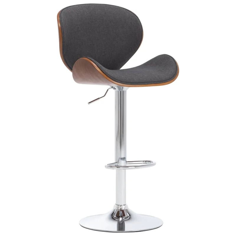 Tabouret de bar x1 chaise haute rétro en tissu gris cadre en bois et métal DEC029497