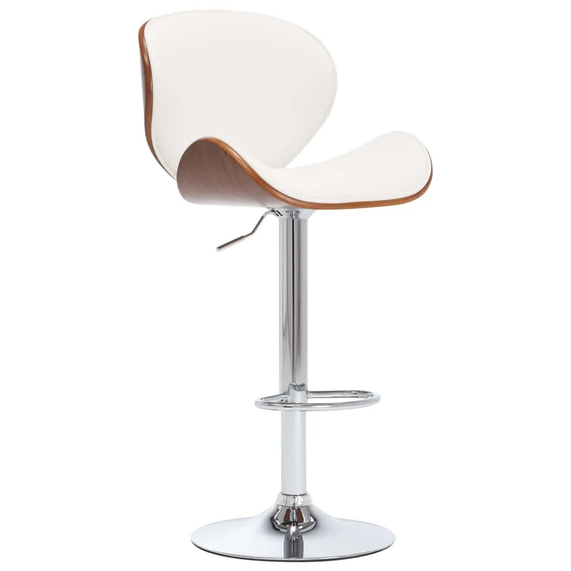 Tabouret de bar x1 chaise haute design rétro en PVC blanc bois courbé et métal DEC029447