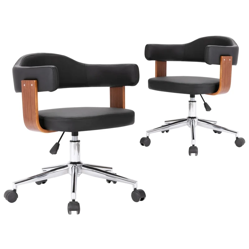 Lot de 2 chaises de salle à manger cuisine design contemporain bois courbé et synthétique noir CDS021172