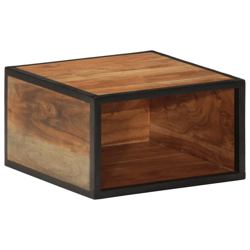 Table de chevet table d'appoint 35 x 35 x 20 cm bois massif d'acacia et fer DEC032562