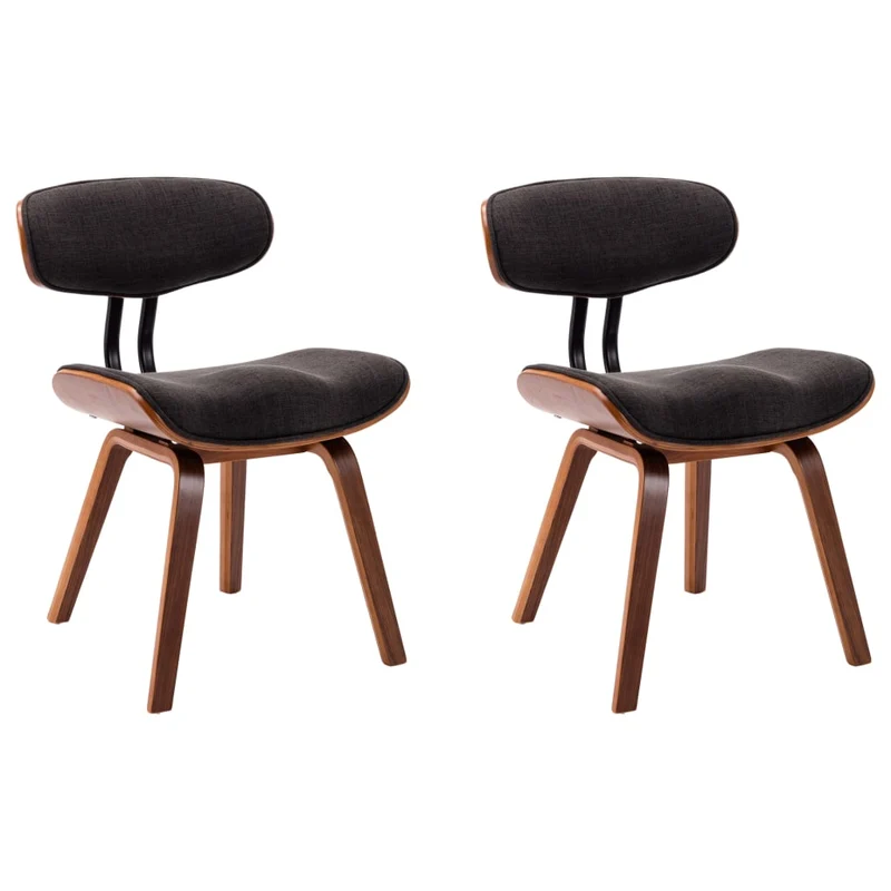 Lot de 2 chaises de salle à manger cuisine design rétro bois courbé et tissu gris CDS020465