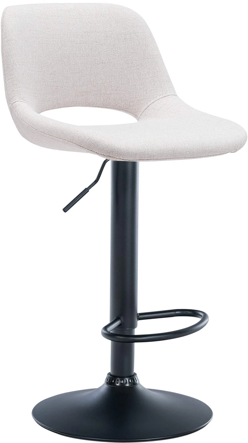 Tabouret de bar chaise haute x1 avec repose-pieds en tissu crème piètement métallique noir 10_0004614