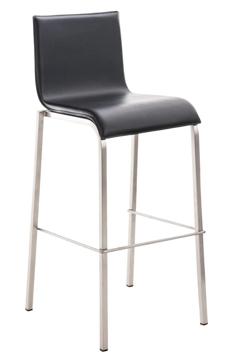 Tabouret de bar x1 cadre en acier inoxydable et siège en PVC noir 10_0004538