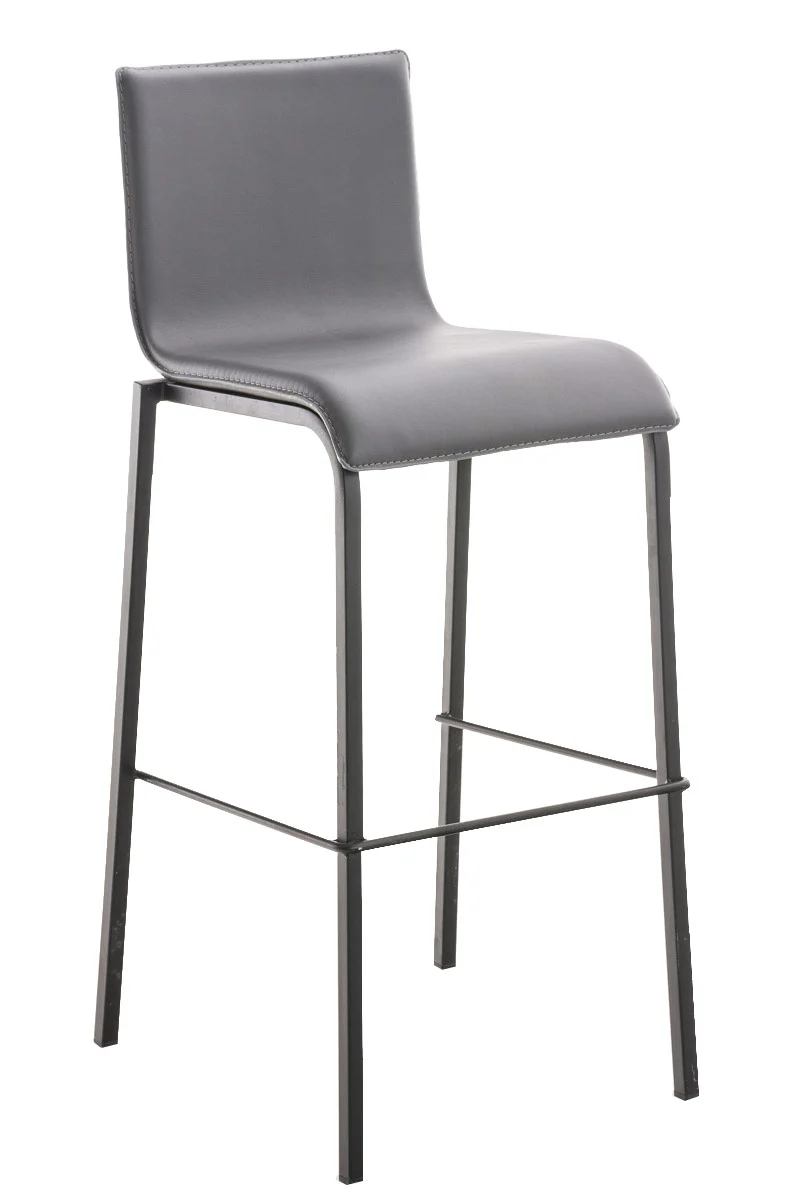 Tabouret de bar x1 cadre en métal noir et siège en PVC gris 10_0006300