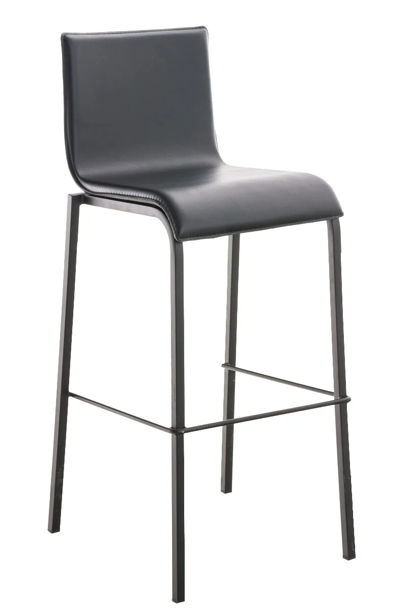 Tabouret de bar x1 cadre en métal noir et siège en PVC noir 10_0005802