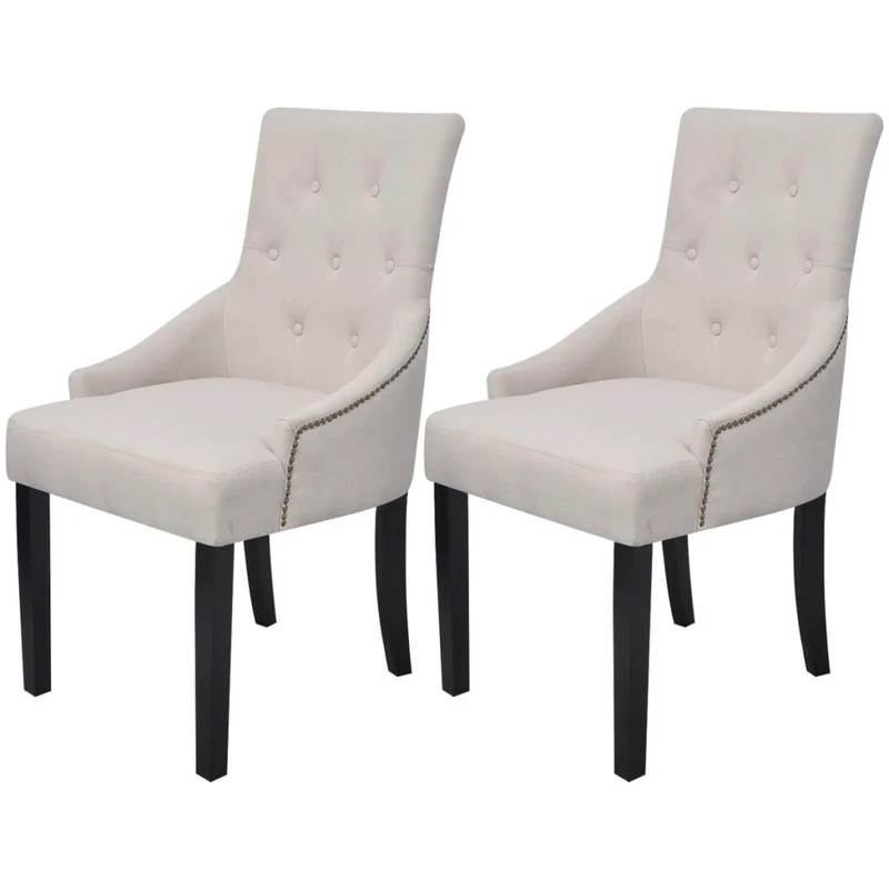 Lot de 2 chaises de salle à manger cuisine style moderne en tissu gris crème CDS020511