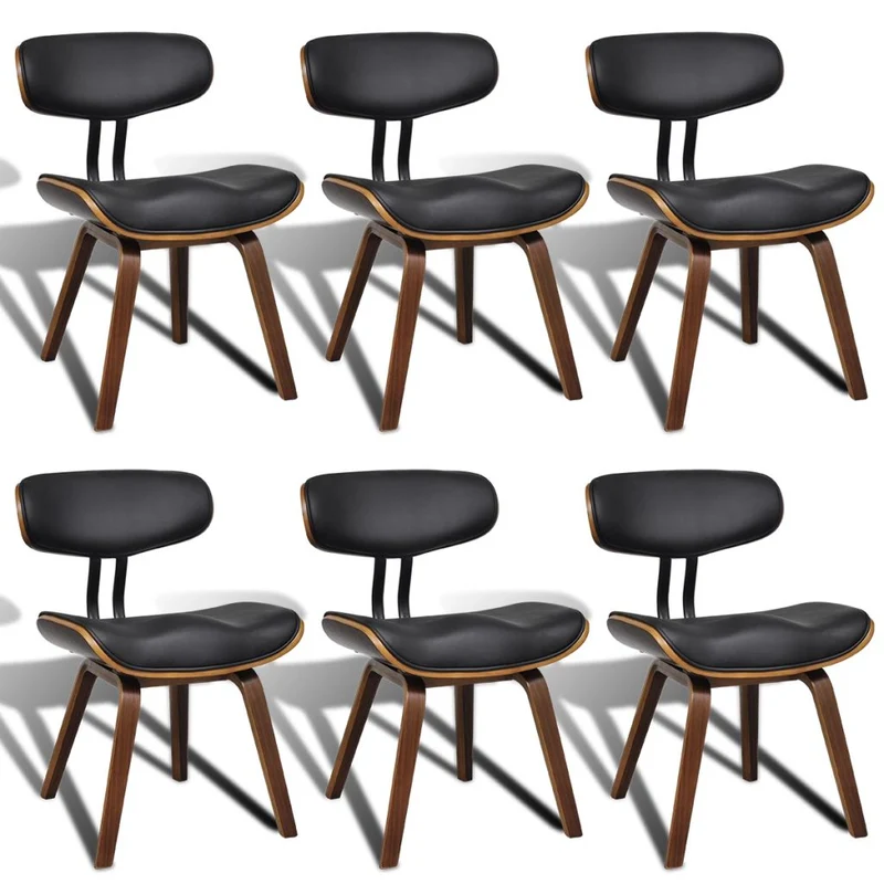 Lot de 6 chaises de salle à manger cuisine design moderne bois courbé et synthétique CDS022236