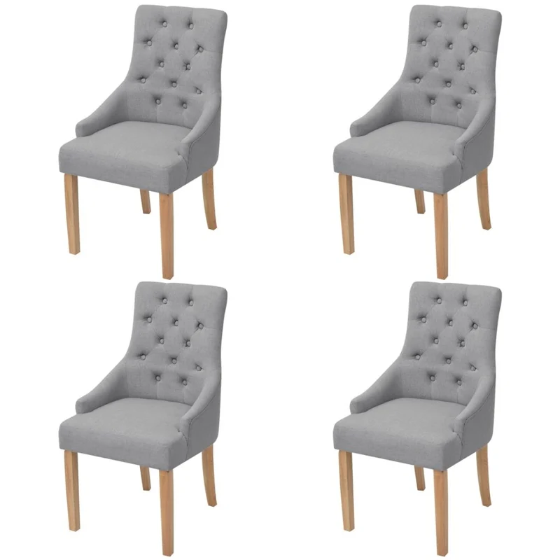 Lot de 4 chaises de salle à manger design et confortable cuisine en tissu gris clair CDS021521