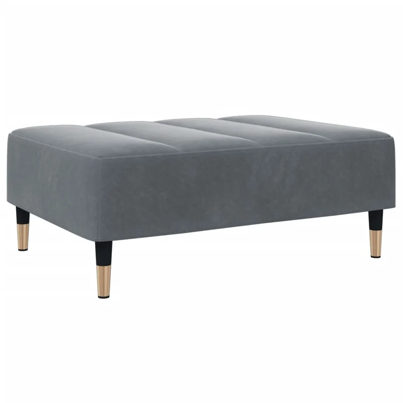 Repose-pieds tabouret bout de lit 77 x 55 x 31 cm velours gris DEC030339