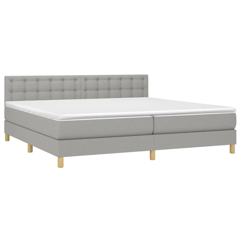 Cadre de lit LED avec sommier tête de lit matelas surmatelas 200x200 cm tissu gris clair TDL0207778