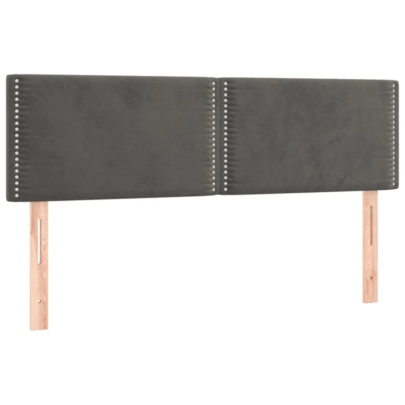 Tête de lit accessoire couchage chambre à coucher meuble en 2 parties 72 x 5 x 78/88 cm tissu velours gris foncé TDL0206364