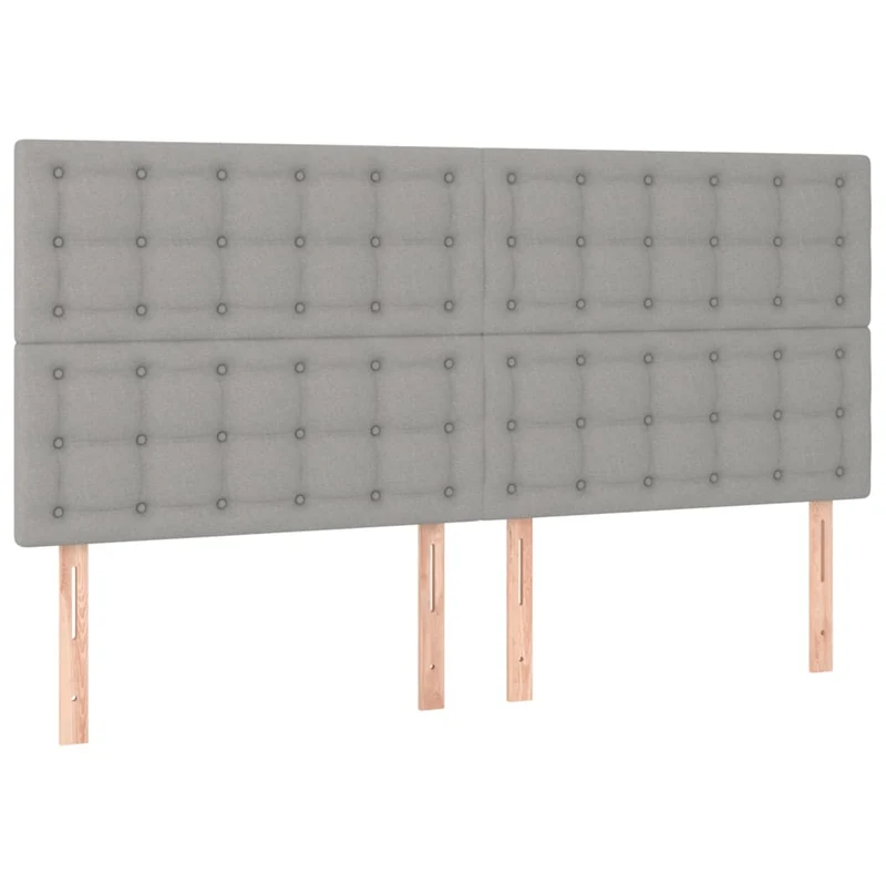 Tête de lit accessoire couchage chambre à coucher meuble en 4 parties 100 x 5 x 78/88 cm tissu gris clair TDL0206044