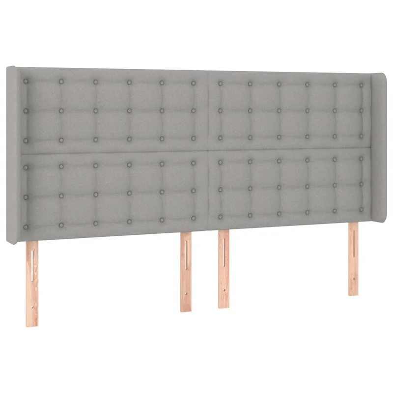 Tête de lit accessoire couchage chambre à coucher meuble avec rebord latéral 203 x 16 x 118/128 cm tissu gris clair TDL0205191