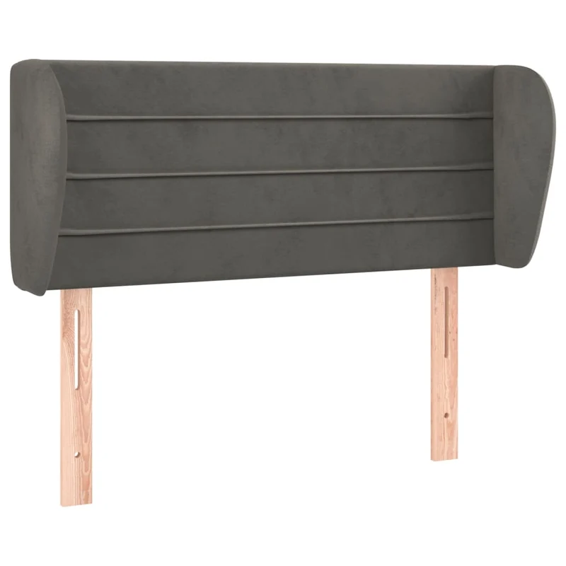 Tête de lit accessoire couchage chambre à coucher meuble avec rebord latéral 93 x 23 x 78/88 cm tissu velours gris foncé TDL0204841