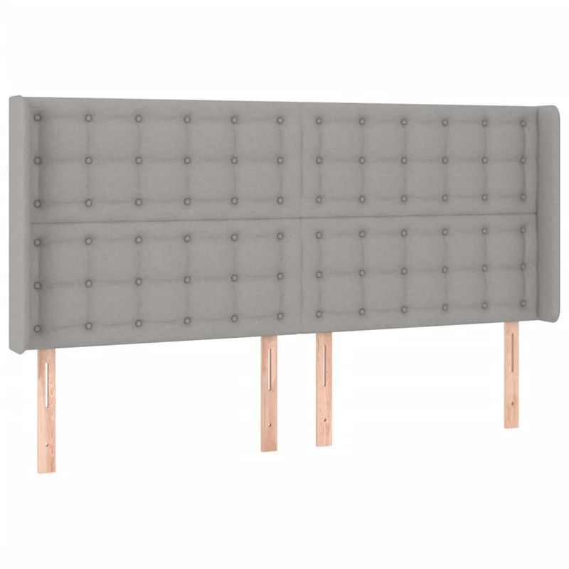 Tête de lit accessoire couchage chambre à coucher meuble à LED 203 x 16 x 118/128 cm tissu gris clair TDL0201301
