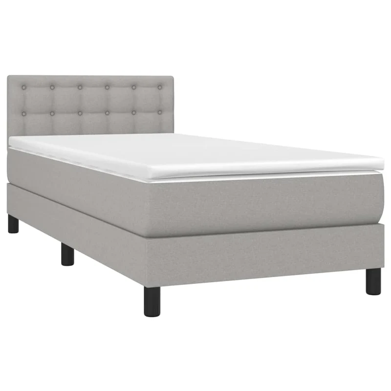 Cadre de lit LED avec sommier tête de lit matelas 80x200cm tissu gris clair TDL0209504