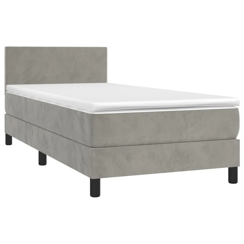 Cadre de lit LED avec sommier tête de lit matelas 90x190cm tissu velours gris clair TDL0208475