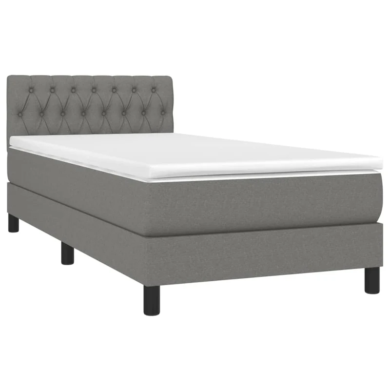 Cadre de lit LED avec sommier tête de lit matelas 100x200 cm tissu gris foncé TDL0208433