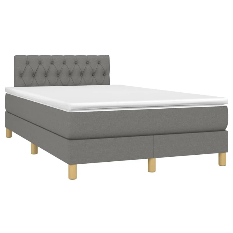 Cadre de lit LED avec sommier tête de lit matelas 120x200 cm en tissu gris foncé TDL0208397