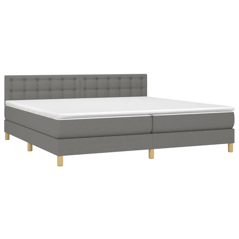 Cadre de lit LED avec sommier tête de lit matelas 200x200 cm tissu gris foncé TDL0208289