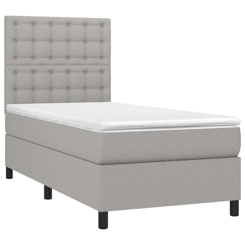Cadre de lit LED avec sommier tête de lit matelas surmatelas 100x200 cm tissu gris clair TDL0207954