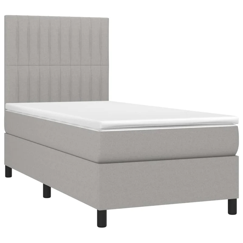 Cadre de lit LED avec sommier tête de lit matelas surmatelas 100x200 cm tissu gris clair TDL0207939