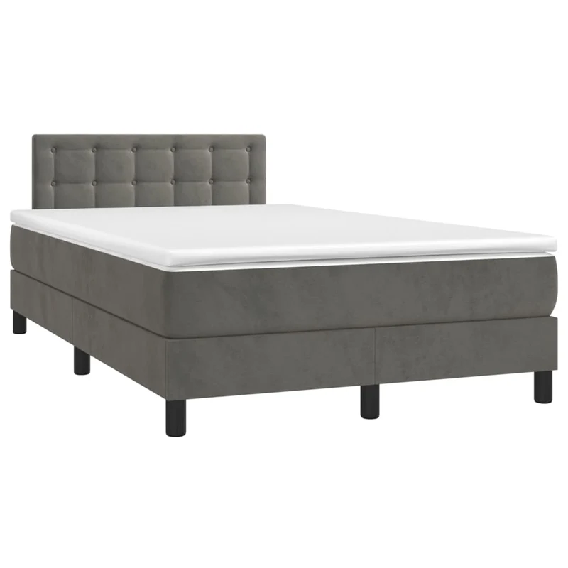 Cadre de lit LED avec sommier tête de lit matelas surmatelas 120x200 cm tissu velours gris foncé TDL0207730