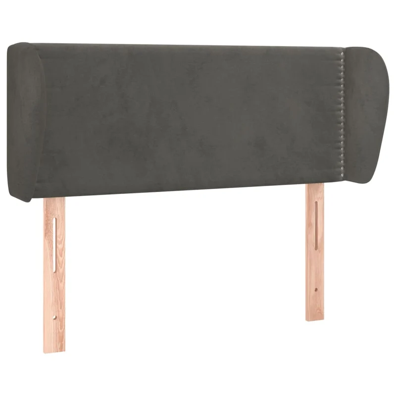Tête de lit accessoire couchage chambre à coucher meuble avec rebord latéral 103 x 23 x 78/88 cm tissu velours gris foncé TDL0205030