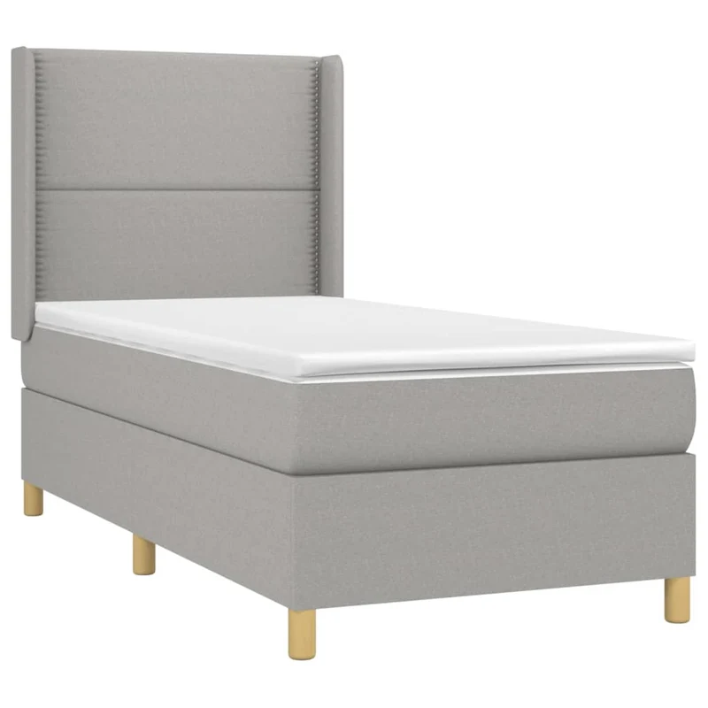 Cadre de lit LED avec sommier tête de lit matelas 90x200cm tissu gris clair TDL0209444