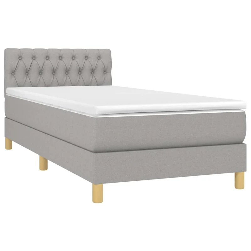 Cadre de lit LED avec sommier tête de lit matelas 90x200cm tissu gris clair TDL0209462