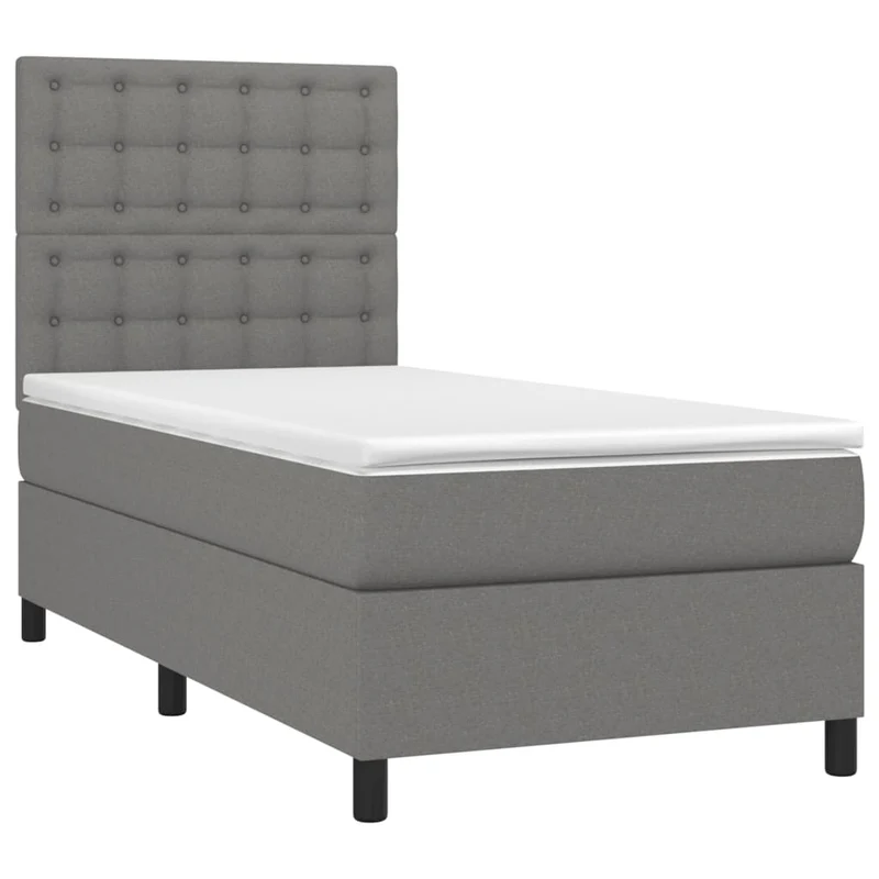 Cadre de lit LED avec sommier tête de lit matelas 100x200 cm tissu gris foncé TDL0208423