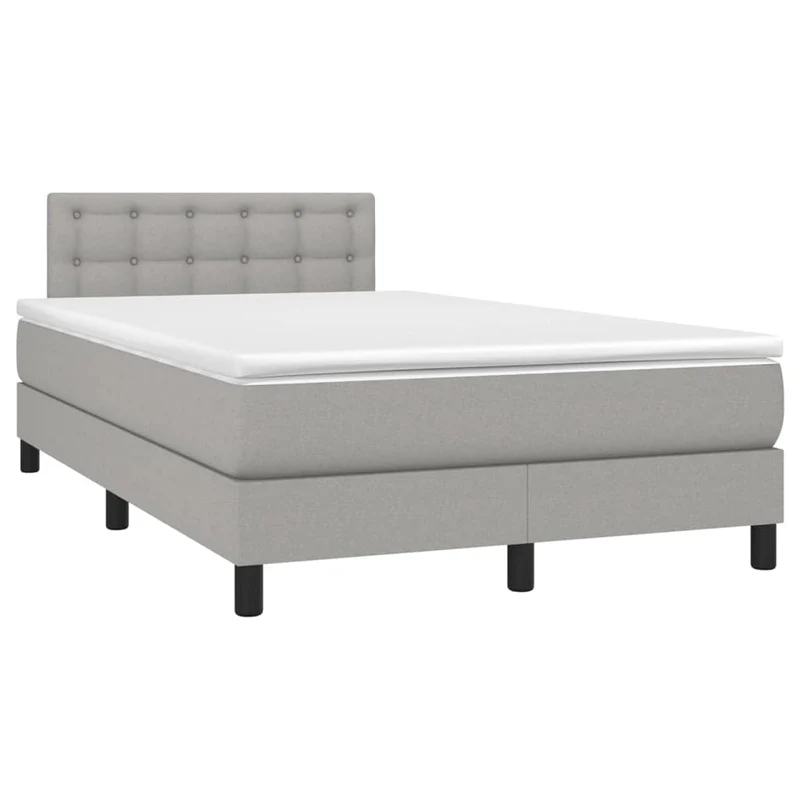 Cadre de lit LED avec sommier tête de lit matelas surmatelas 120x200 cm tissu gris clair TDL0207894
