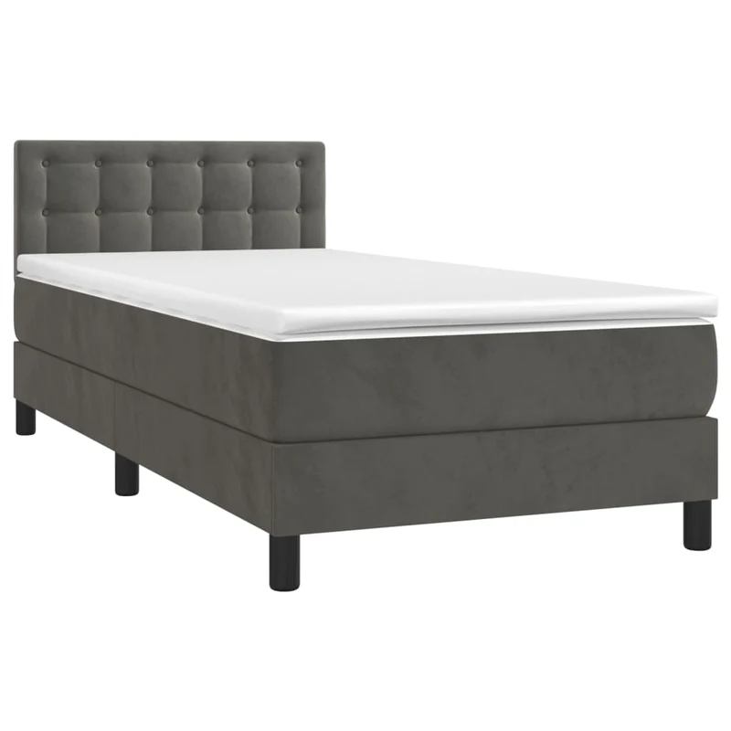 Cadre de lit LED avec sommier tête de lit matelas surmatelas 100x200 cm tissu velours gris foncé TDL0207747