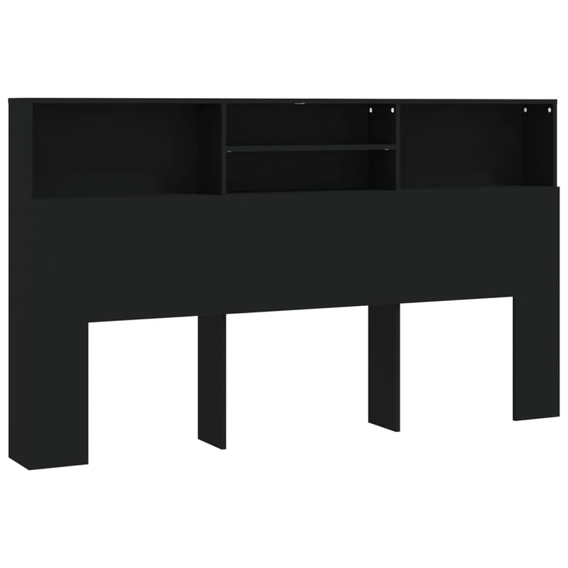 Tête de lit avec rangement accessoire de lit table de chevet étagère 180 x 19 x 103,5 cm MDF noir TDL0200019