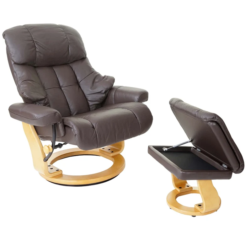 Fauteuil de relaxation TV avec repose-pieds capacité de charge 180 kg en cuir marron 04_0003661