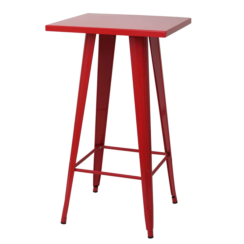 Table de bar bistro comptoir en métal rouge design industriel 105x60x60 cm 04_0008513