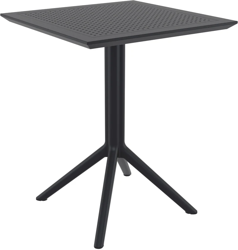 Table pliante résistante compacte et élégante carrée 60 cm Plastique noir 10_0002953