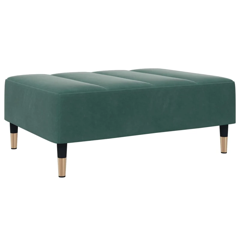 Repose-pieds tabouret bout de lit 77 x 55 x 31 cm en velours vert DEC030678