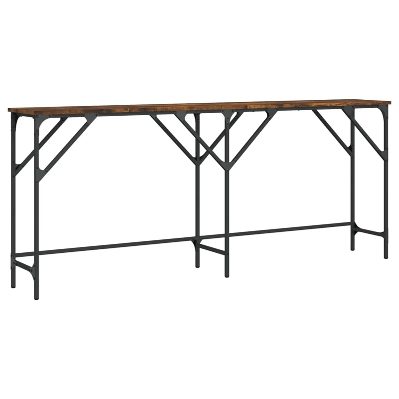 Table console table d'appoint 180 x 29 x 75 cm bois d'ingénierie marron et métal DEC031794