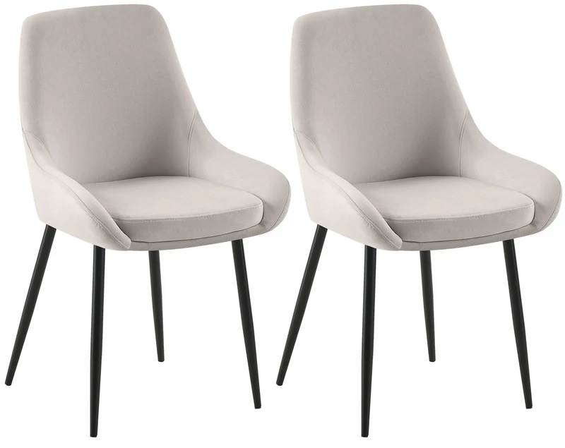 Lot de 2 chaises de salle à manger élégance confort design moderne en velours gris structure métallique noir 10_0007691