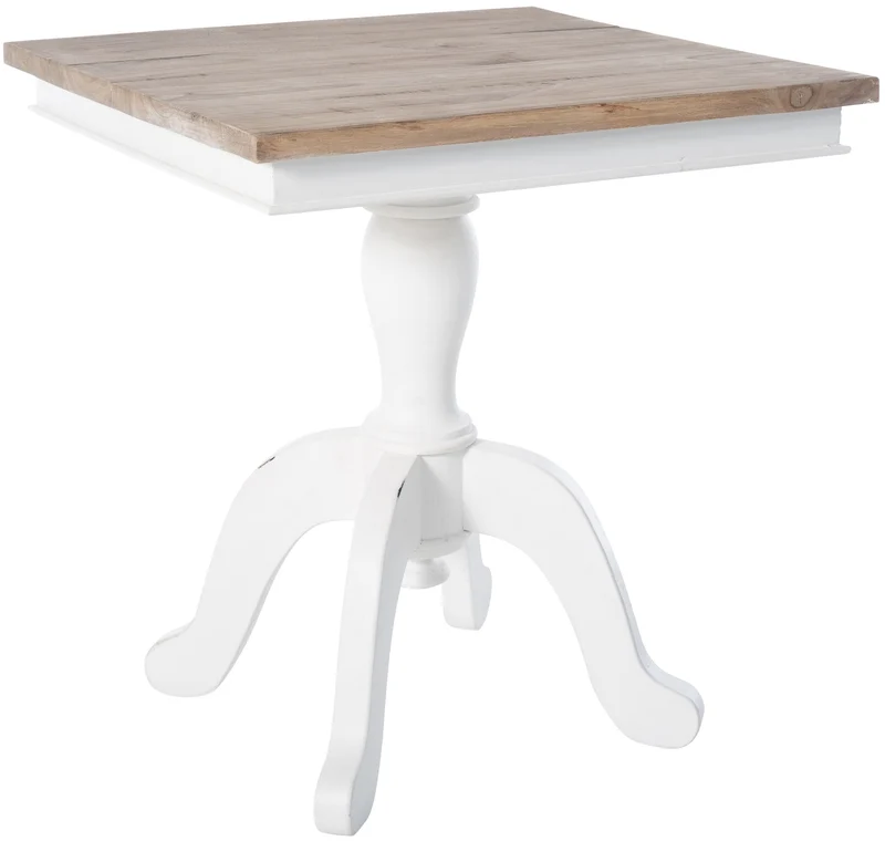 Table d'appoint ronde 50 x 65 x 50 cm en bois de mindi massif et métal blanc design contemporain 10_0009194
