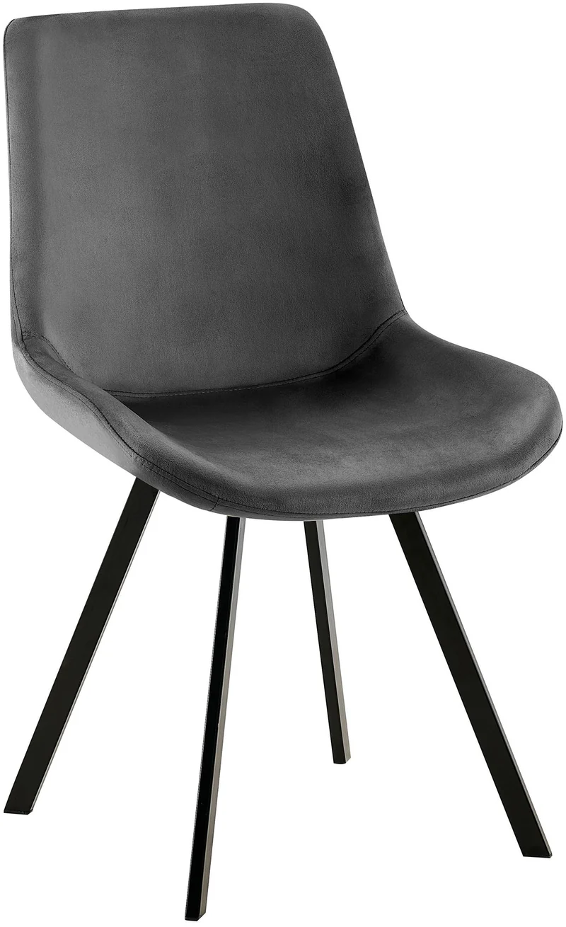 Chaise de salle à manger x1 pivotant à 360 degrés en velours gris foncé cadre en métal noir 10_0007563