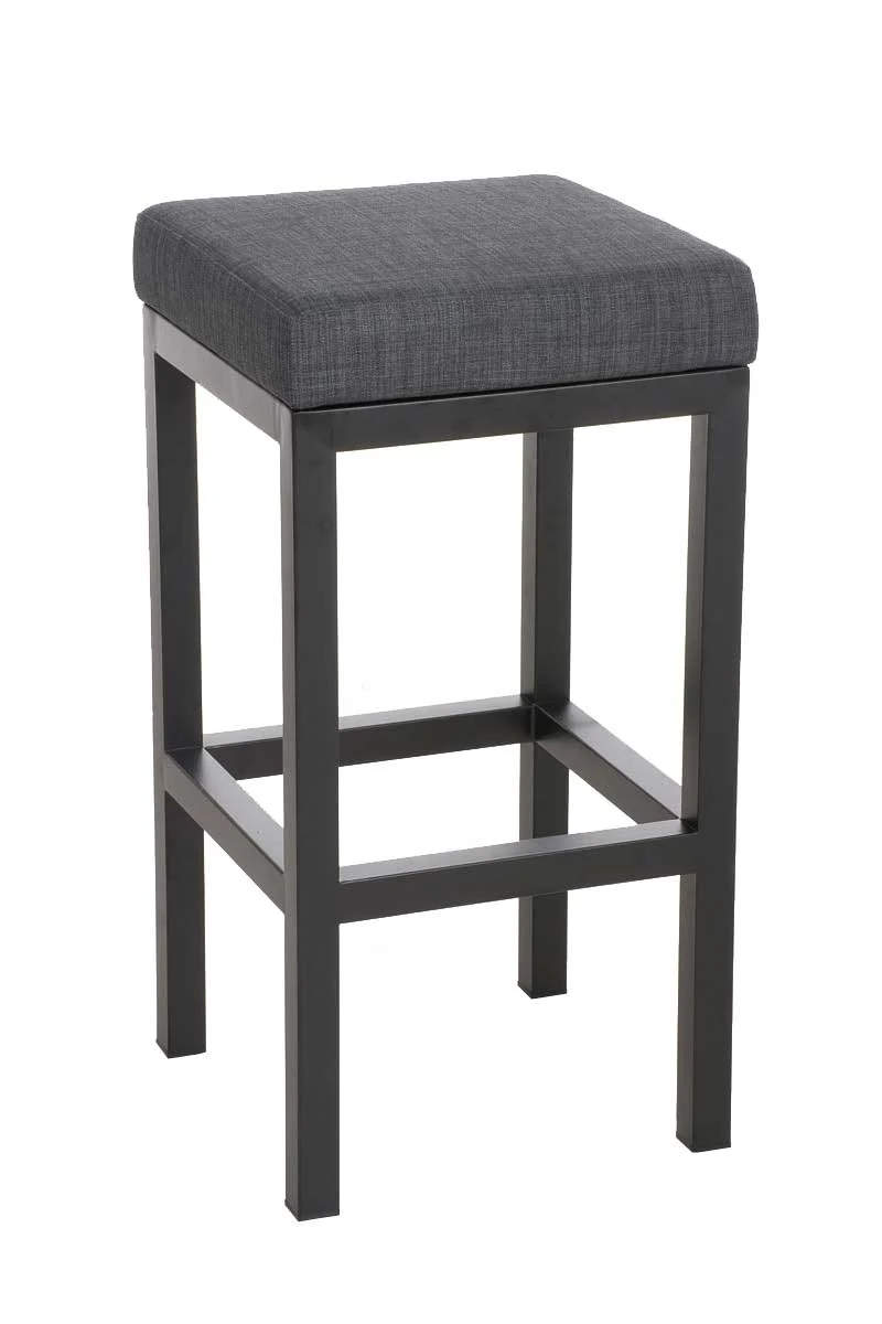 Tabouret de bar x1 avec repose-pieds design simple hauteur d'assise 80 cm en tissu gris foncé et support en métal noir 10_0005409