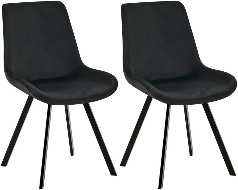 Lot de 2 chaises de salle à manger pivotant à 360 degrés en velours noir cadre en métal noir 10_0007523